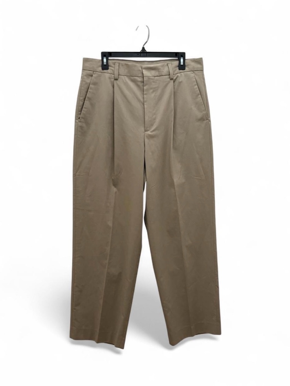 Zara Man Wide Leg Pleated Khaki Ed Trousers Pants Size 32X30 Modern Contemporary